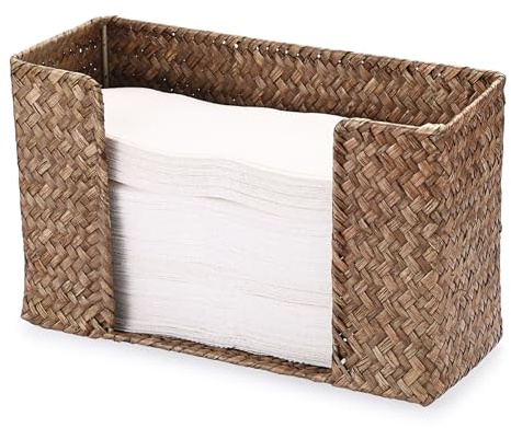 IGNPION Multifold Paper Hand Towels Dispenser, Seagrass Paper Towel Holder | Wicker Hand Towel Holder Basket for C-fold, Z-fold, Trifold, Bathroom Hand Towels Napkin Holder for Toilet Kitchen, Coffee