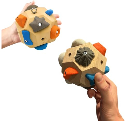 Bloque de roca 3D hecho a mano con 12 soportes de resina, entrenador de agarre de dedo de madera con bolsa de lona y llavero adicional, herramienta portátil de entrenamiento de escalada y regalo para