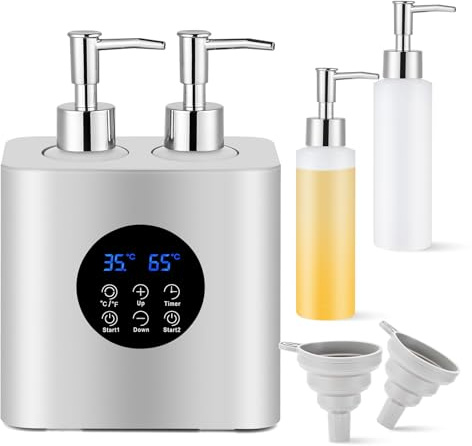 Massage Oil Warmer with 2 Bottles & Timer Professional Lotion Heater 30°C–65°C Spa Oil Heater for Salon Home (804S)