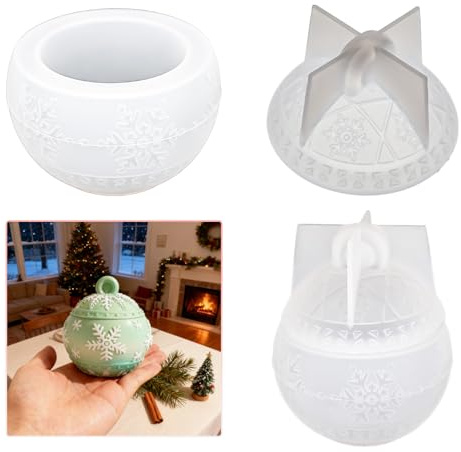 Schneeflocken Weihnachten Silikonform Dose mit Deckel Kerzenhalter Gießform | Schneeflocke Silikonform Kerzenhalter Weihnachts Deko Epoxidharz Dose Teelichthalter Gießform Silikon Kerzenschale Form