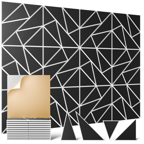 OTUOER 22 Pack Acoustic Panels,12X 12X 0.4 Peel and Stick Sound Proof Foam Panels for Walls, Decorative Sound Panels,High Density Soundproof Wall Panels for Home Studio Office (WhiteBase+BlackFace)