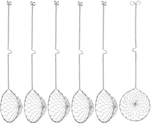 Kalokairi 6 cucchiai scanalati in acciaio inox con gancio, grado 316 per separatore di tuorlo d'uovo, patatine fritte e schiumarola, utensile da cucina 316 per acciaio inossidabile