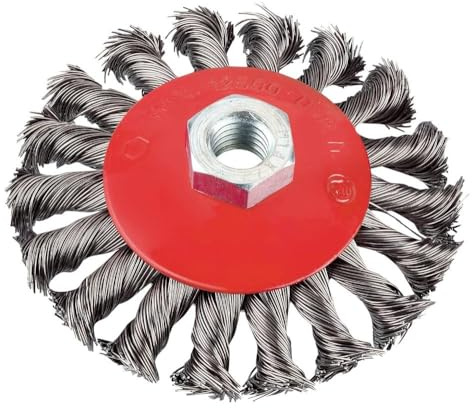 kwb Scheiben-Bürste / Kegelbürste für Winkelschleifer Ø 100 mm, gezopft, M14-Gewinde Aufnahme, aus gezopftem HSS-Stahldraht, für Metall und Stein, zum Reinigen, Entzundern, Aufrauen und Entrosten