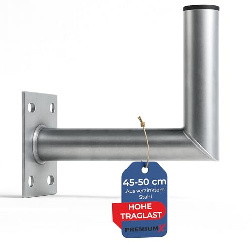 PremiumX 45-50cm Wandhalter Stahl verzinkt Ø 48mm Winkel Wand-Halterung für Satelliten-Schüssel SAT-Antenne