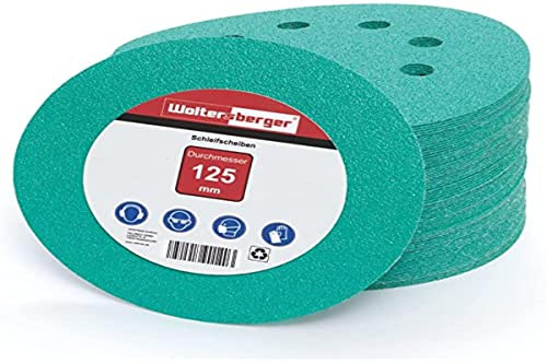 Woltersberger® Exzenter Schleifscheiben Ø 125mm | 8 Loch in grün | Schleifpapier für optimales schleifen, vielseitig einsetzbar, verschiedene Körnungen und Stückzahlen (50 Stück, P400 Körnung)