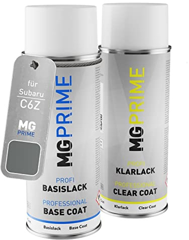 MG PRIME Autolack Spraydose für Subaru C6Z Light Grey Metallic + Klarlack | Steel Silver Metallic, Set aus Basislack + Klarlack, Sprühdosen 400ml