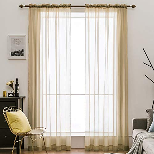 MIULEE Vorhänge Gardinen, Stangendurchzug Hellbraun, 2er Set 245x140cm