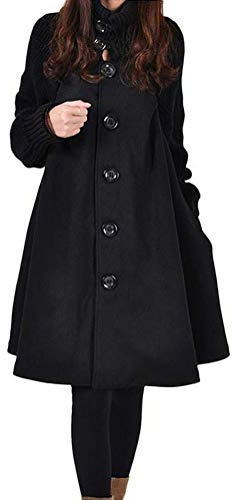 Minetom Mantel Damen Elegant Hoher Kragen Wollmantel Warm Jacke mit Knöpfen Vintage Locker Parka Outwear Trenchcoat Wintermantel Schlack Übergangsjacke