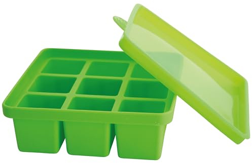 dentistar Moule à glaçons – Moule en silicone pour la conservation de la nourriture bébé ou du lait maternel – Pour 9 portions de 60 ml chacune – Bac à glaçons empilable sans BPA – Made in Germany