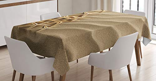 ABAKUHAUS Étoile de mer Nappe, Arbre Nâcré, Linge de Table Rectangulaire pour Salle à Manger Décor de Cuisine, 140 x 200 cm, Brun Clair