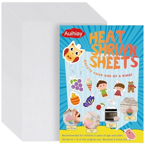 Auihiay 20 Blatt polierter Schrumpfkunststoff, Papier mit Schrumpffolie für Kinder Kreatives Basteln, 14,5 x 20 cm / 5,7 x 7,9 Zoll