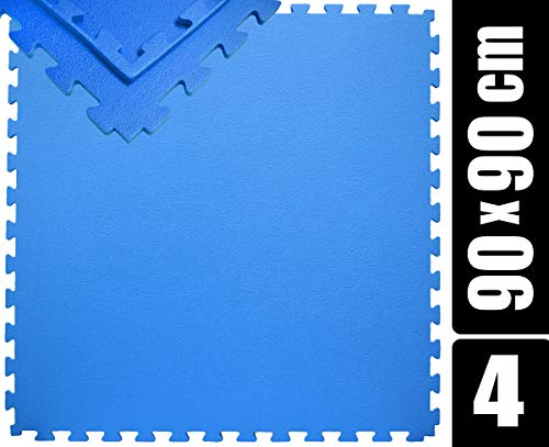 eyepower 1,2cm dick: 4x Bodenschutzmatte 90x90-3.2qm Pool Unterlage Outdoor Sportmatte Puzzlematte Pool Crosstrainer Laufband Matte Planschbecken Unterlage für Gartenpool Matten unter Swimmingpool
