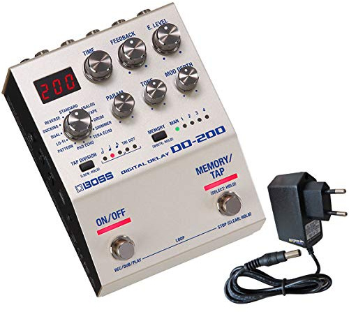 Boss DD-200 Digital Delay effektapparat + behållare nätdel 9 V