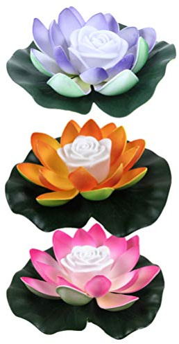 SOLUSTRE 3 Stück Schwimmende Lotuslicht Wasserlaterne Teichlicht Romantische Led Poolbeleuchtung Mit Batterien Für Gartenparty Und Buddha Dekoration