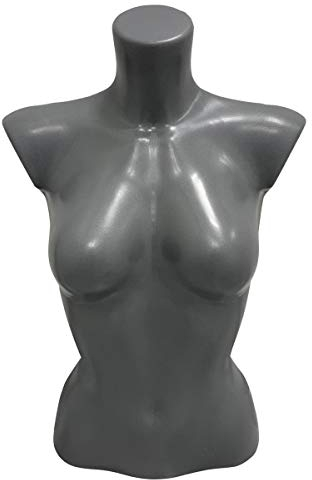 fella4stores Basic Damentorso 34/36, vollgeformt & bruchsicher, Modepuppe, Schaufensterfigur & Mannequin aus PE Kunststoff, selbststehend, ideal für Kleiderpräsentation & Dekoration, Grau
