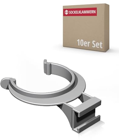Gedotec Sockelklammer mit Befestigungsbügel | für Sockel-Verstellfuß | Halterung für Küchenschrank-Fuß weiß | Höhenversteller für die Küche aus massivem Kunststoff | 10 - Stück Möbelfuß-Clip