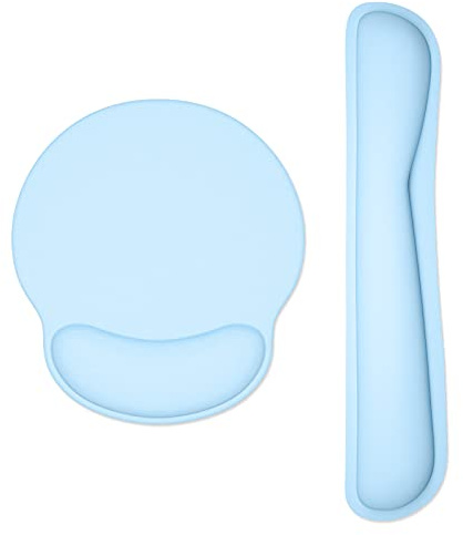 Dapesuom Tastatur-Handgelenkauflage und Mauspad mit Handgelenkstütze, Memory-Schaum-Handgelenkauflagen für Tastatur und Maus, ergonomisches Handgelenkpolster mit rutschfester Unterseite, Himmelblau