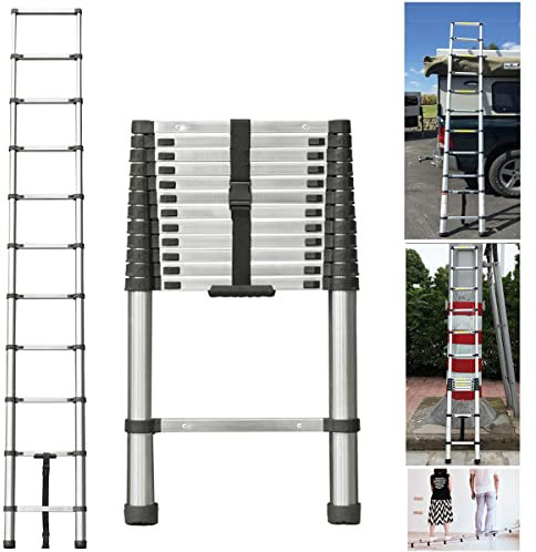 Échelles Multifonctions Pliable échelle télescopique 3,2m, échelles coulissantes Acier Inoxydable avec Le mécanisme de rétraction, Charge Maximale 150kg, Sûre et Solide