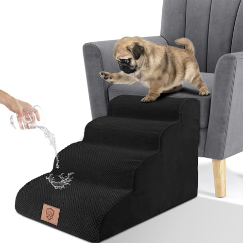 Zvonema Hundetreppe, wasserdichte Haustiertreppe, Tragbar Hundetreppe für Kleine Hunde, Hochdichtem Schaumstoff Hunderampe, Abnehmbar Waschbar Katzentreppe, Treppe Hund für Bett Sofa