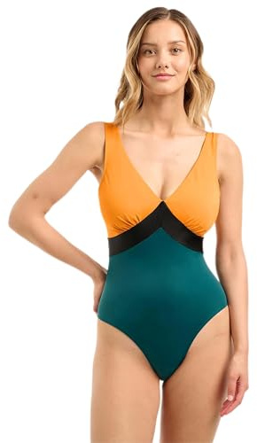 Sans Complexe Bain - Maillot de Bain 1 pièce sans Armatures - Beyond The Beach - Noir/Vert - 38