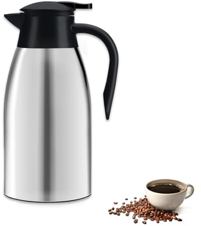 2 Litre Thermal Coffee Carafe Jugs, Vacuum Jug Stainless Steel Double-Wall Vacuum Insulated Coffee Pot Coffee Plunger, Juice/Milk/Tea Insulation Pot