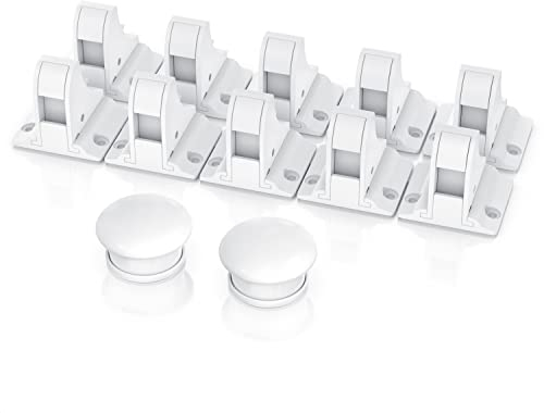 CSL - 10x Babysicherung Schrankschloss - Schranksicherung Kindersicherung magnetisch - 10 Schlösser + 2 Magnet Schlüssel – Magnet Schloss für Schrank und Schubladen - ohne Bohren ohne Werkzeug