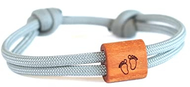 myGreta Holzarmband Babyfüße, Fußabdruck, Segeltau, Holzschmuck, Kinder, Bester Papa, Nachwuchs