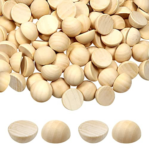 TOAOB 50 Stück 25mm Halbrunde Holzperlen Halbkugelförmig Natürliche Lose Perlen Cabochon für Gemälde DIY Schmuck Herstellung