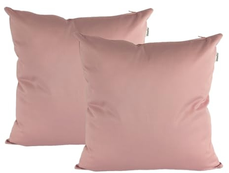 DiseLio - Fundas Cojines 45x45 Color Liso Rosa Pastel - Juego 2 Fundas Cojín Sofá y Cama Almohadones Decorativos Tejido Fuerte Resistente Algodón y Poliéster Cremallera Oculta (45x45 Rosa P)