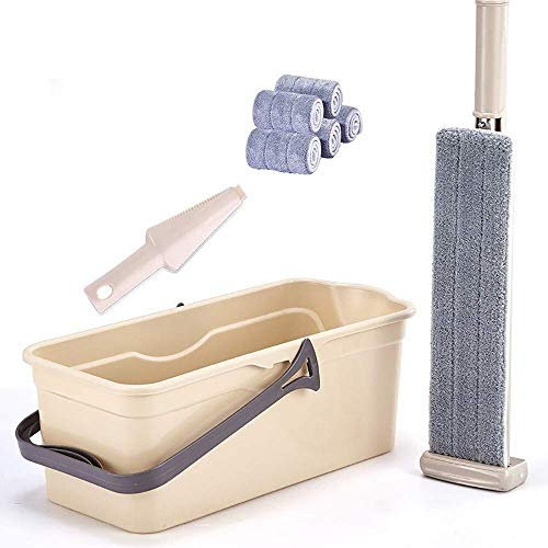 Mop a doppio lato – Facile pulizia del pavimento con 6 panni – Set di mocio e secchio per uso domestico e ufficio – Strumento di pulizia efficiente e durevole