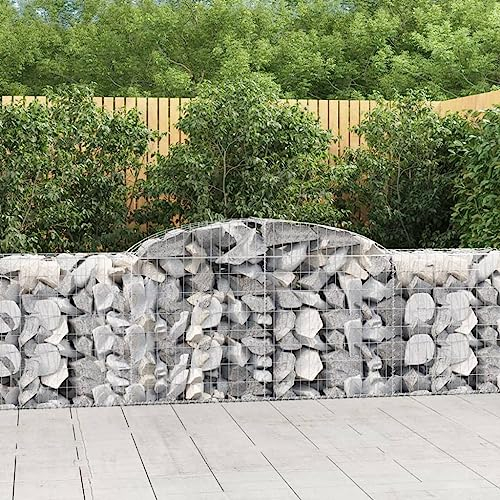 Camerina Gabionen mit Hochbogen 10 STK. 300x50x80/100cm Verzinktes Eisen Drahtkorb Garten Gabionen Zaun Gabionen SäUle Zaun Garten