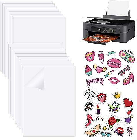 PEALOVCOM 15 Stück Tintenstrahldrucker-Aufkleberpapier A4 Inkjet Aufkleberpapier Transparent Vinylfolie Aufkleberpapier zum Bedrucken A4 Bedruckbares Vinyl für Tintenstrahldrucker Sticker-21 x 30 cm