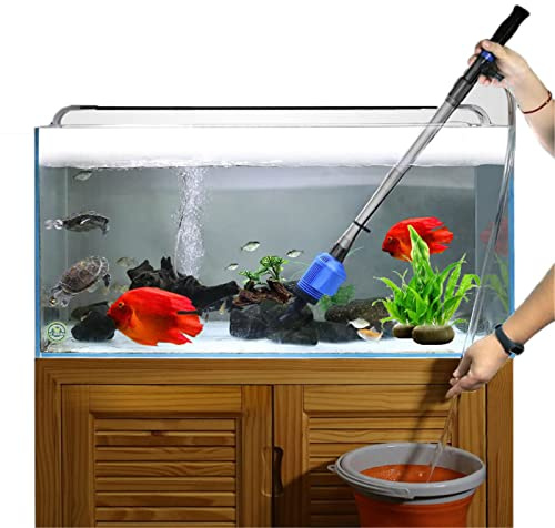 Aspirador de Acuario, Limpiador eléctrico de Grava para pecera, Potente Filtro de sifón de succión, Cambiador de Agua para Lavadora de Arena, Longitud Ajustable para Limpieza de AC