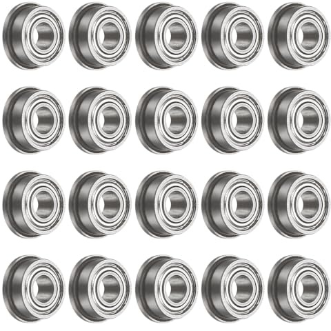 uxcell F683ZZ Flanged Ball Bearing 3x7x3mm Double Shielded Chrome Steel Flange Bearings, 20pcs