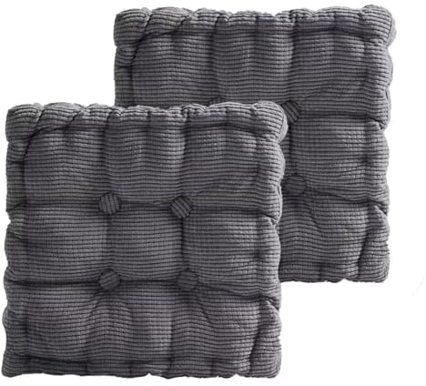 Bettschlange Sitzkissen Outdoor, 2er Set Stuhlkissen 40x40cm, Dicke Bodenkissen, Sitzpolster Outdoor für Bank und Gartenstuhl(Quadrat,Dunkelgrau,40 x 40 cm)