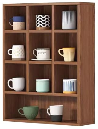 zktoermn Coffee Mug Display Rack, Small Item Display Unit Collectibles Display Shelf Shot Glasses Display Case Freestanding Or Wall Mounted Shelving Unit (Color : Brown, Size : 45x17x60cm)