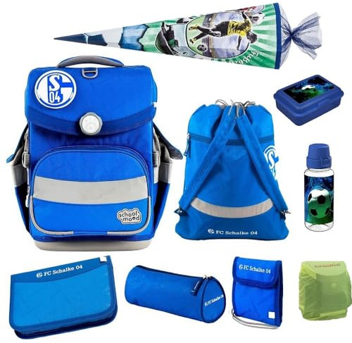 Familando - School Mood Timeless Air+ Schulranzen Set 10-teilig mit Schultüte - Sonder-Edition FC Schalke 04-980g leicht mit 23L Volumen - mit höhenverstellbarem System & Reflektoren