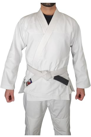 Original Fire Apparel Bjj Gi für Erwachsene – brasilianischer Jiu Jitsu Gi – leichter, sanforisierter Perlweb-Stoff – inklusive weißem Gürtel, Weiss/opulenter Garten, A4