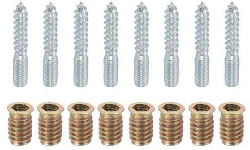 Uxcell Hanger Bolts, 16pcs M8x50mm Carbon Steel, Hex Head Style, Gray, for Joint Furniture Legs