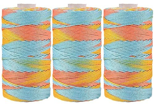 ihreesy Makramee Garn 3er Set,1,5mm Polypropylen-Kordel Makramee-Kordel Makramee Seil Häkelgarn Polyester-Seil für Wandbehänge Pflanzenaufhänger Bastelarbeiten Heimdekorationen,Bunt #B