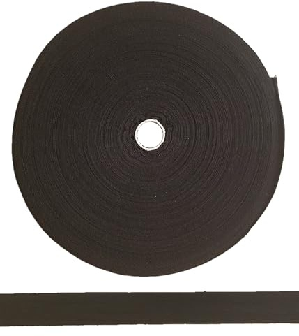 ME:NaMa Nahtband aus 100% Baumwolle - 50 m x 15 mm - Hochwertiges Köperband, Twill-Band, Fischgrätenband, Nahtband - Ideal zum DIY-Nähen - In Belgien hergestellt - Auf einer Rolle (Schwarz)