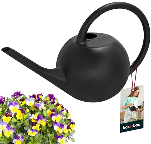 KOTARBAU® Regadera Plantas - 1.2 L - Negra - Regaderas para Macetas - con Pico Largo - para Interior y Exterior - Regador de Plantas - Regaderas de Plastico Jardin