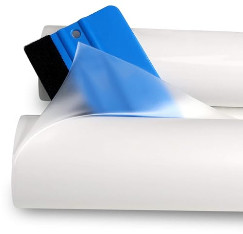 Folindo Klebefolie Wandschutzfolie Transparent Matt – Meterware x 100cm Breite – Wasserdichte Selbstklebende Schutzfolie für Wände & Tapeten – Elefantenhaut Tapetenschutz, inkl. Rakel