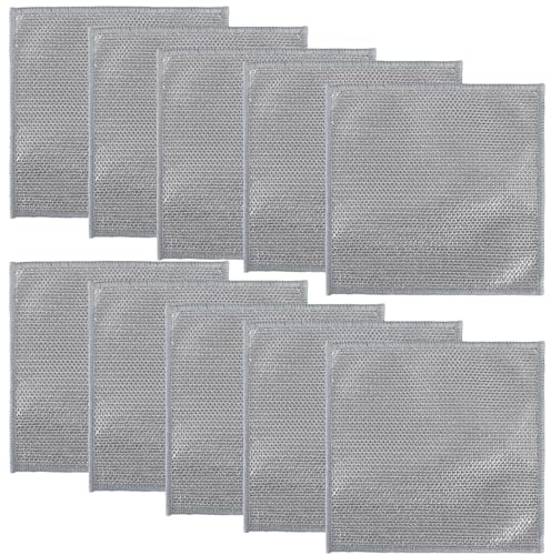CYZBL 10pcs Multipurpose Dishwashing Rags for Wet and Dry, 20x20cm Steel Dish Towel, Non-Scratch Wire Dishcloth for Kitchen, Reusable Kitchen Cleaning Towels for Home