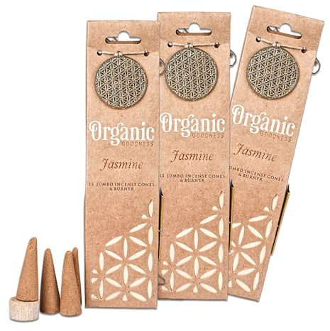 3X 12 Organic Goodness Räucherkegel - 12 Kegel je Packung Das Original aus Indien - Jasmin