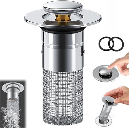 1Pc Silber Edelstahl-Filter für Bodenabfluss Haarabscheider für Waschbecken Abflussfilter mit abnehmbarem Edelstahl-Filterkorb Bodenablauf Filter Für Badezimmer Küche,Badewannenzubehör,Abflusssieb