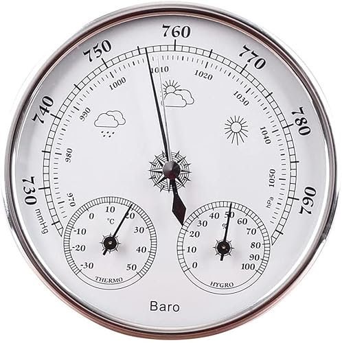 CTCOIJRN Barómetro Termómetro Higrómetro, Estación meteorológica analógica con barómetro Tradicional, Barómetros de 5 Pulgadas, con Temperatura y Humedad