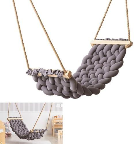 Hängematte Hängeschaukel 125x61 cm Deckenschaukel Hammock für Kinder Kinderzimmer (Dunkelgrau)