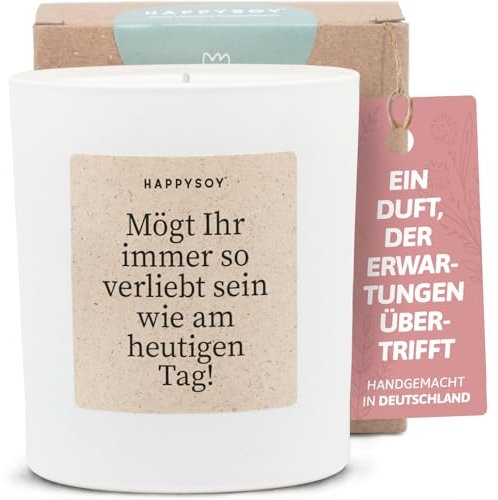 Geschenke zur Hochzeit - Duftkerze mit Spruch - Hochzeitsgeschenk, Hochzeitskerze, Kreatives Geschenk, Liebe - Handgemachte Kerze - Sojawachs - Weiß