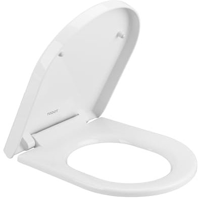 TODOT WC-Sitz D-Form, Toilettenschüssel mit Absenkautomatik, Toilettensitz, verstellbares Scharnier, Schnellverschluss mit einem Knopf, Weiß